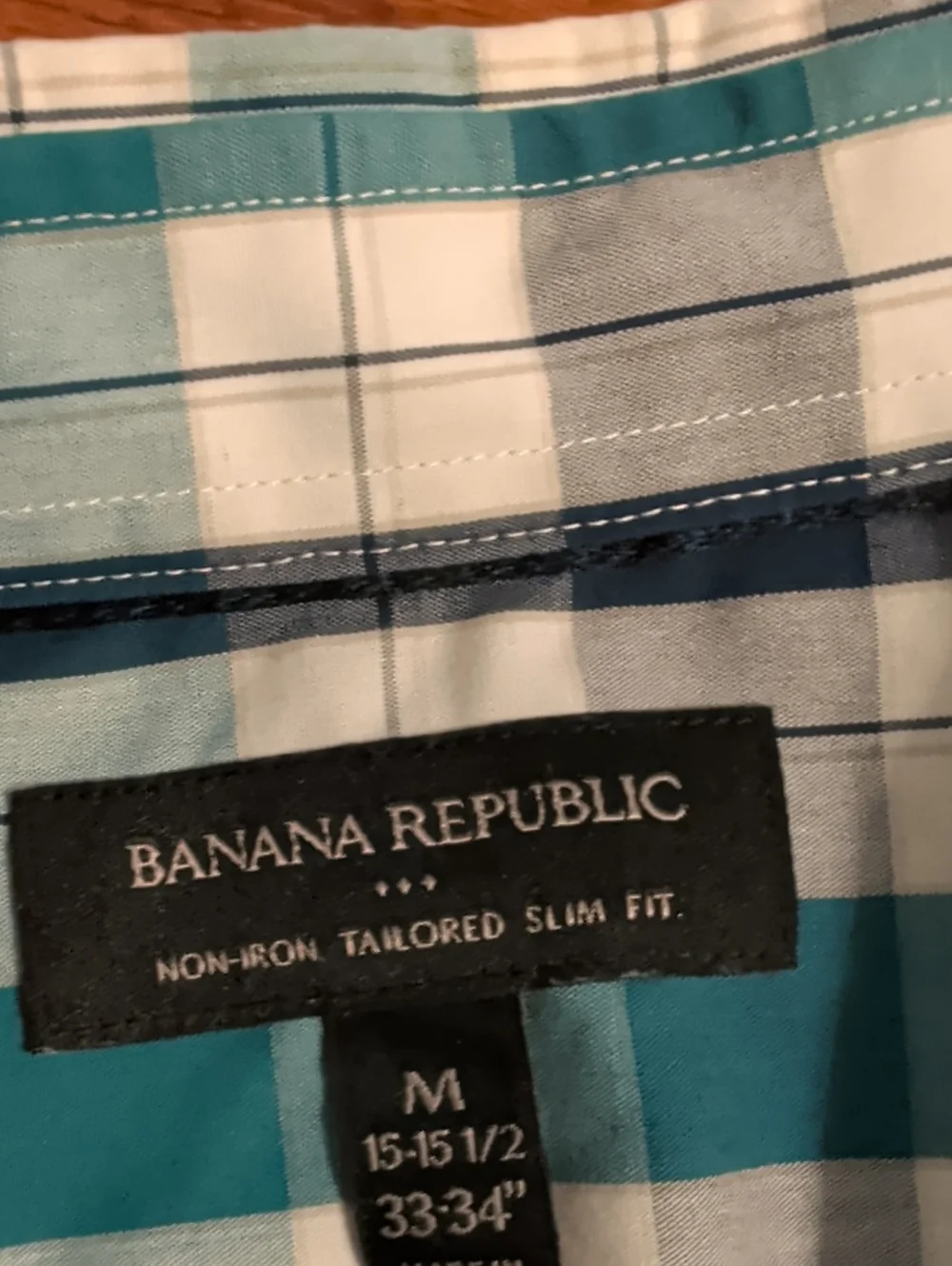 Banana Republic Blue and White Plaid Button-Down Shirt
